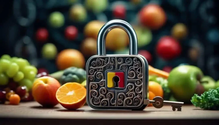 hypnosis, hypnotherapy, health A padlock on a table with fruits and vegetables.