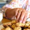 Healthy snack choices surrounding a hypnosis spiral, symbolising mindful eating