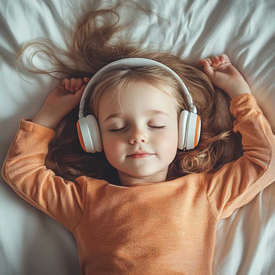 Young girl sleeping peacefully in bed, representing child hypnosis techniques