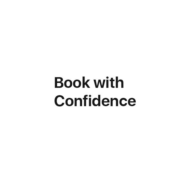Text On A Plain Background That Reads &Quot;Book With Confidence.