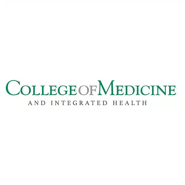 Logo Of College Of Medicine And Integrated Health Featuring Green And Gray Text On A White Background.